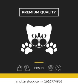 Cut Cat with paws - logo, symbol, protect sign