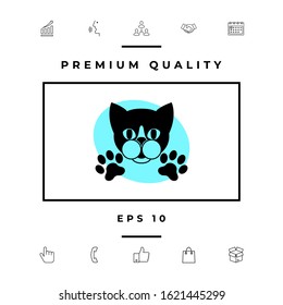 Cut Cat with paws - logo, symbol, protect sign
