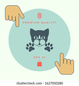 Cut Cat with paws - logo, symbol, protect sign