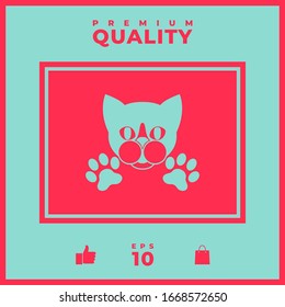 Cut Cat with paws - logo, symbol, protect sign
