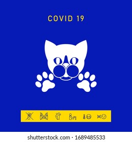 Cut Cat with paws - logo, symbol, protect sign