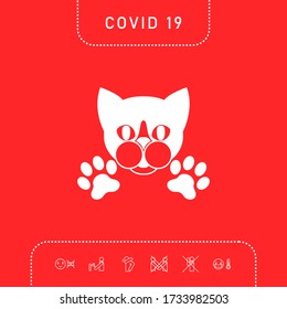 Cut Cat with paws - logo, symbol, protect sign
