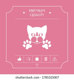 Cut Cat with paws - logo, symbol, protect sign