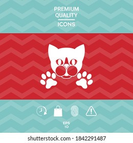 Cut Cat with paws - logo, symbol, protect sign