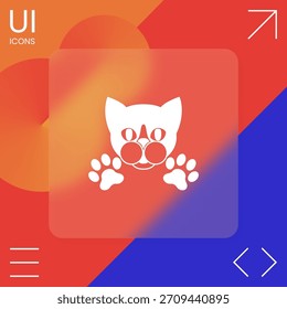 Cut Cat with paws - logo, symbol, protect sign. Element for your design