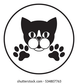 Cut Cat with paws - logo, symbol, protect sign