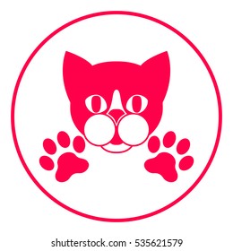 Cut Cat with paws - logo, symbol, protect sign