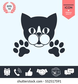 Cut Cat with paws - logo, symbol, protect sign