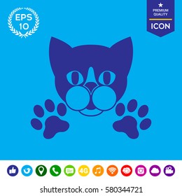 Cut Cat with paws - logo, symbol, protect sign