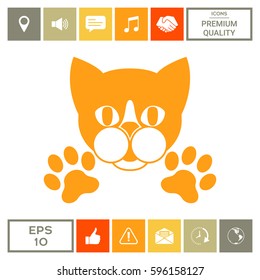 Cut Cat with paws - logo, symbol, protect sign