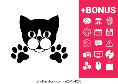 Cut Cat with paws - logo, symbol, protect sign