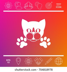 Cut Cat with paws - logo, symbol, protect sign