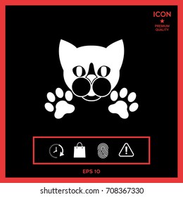 Cut Cat with paws - logo, symbol, protect sign
