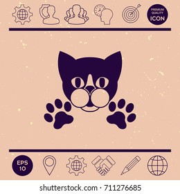 Cut Cat with paws - logo, symbol, protect sign
