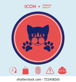 Cut Cat with paws - logo, symbol, protect sign