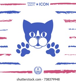 Cut Cat with paws - logo, symbol, protect sign
