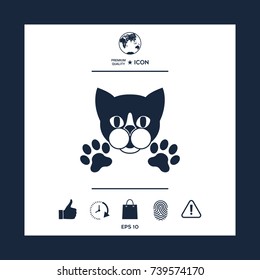 Cut Cat with paws - logo, symbol, protect sign