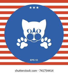 Cut Cat with paws - logo, symbol, protect sign