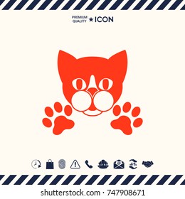 Cut Cat with paws - logo, symbol, protect sign