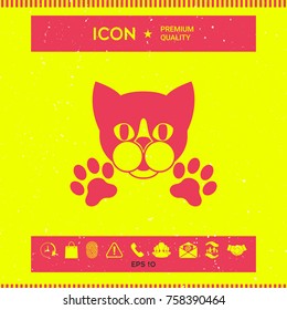 Cut Cat with paws - logo, symbol, protect sign
