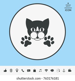 Cut Cat with paws - logo, symbol, protect sign