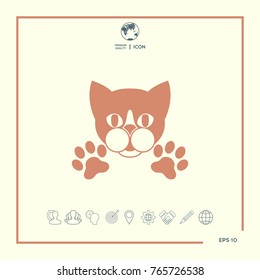 Cut Cat with paws - logo, symbol, protect sign