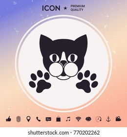 Cut Cat with paws - logo, symbol, protect sign