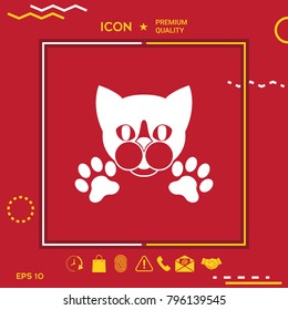 Cut Cat with paws - logo, symbol, protect sign
