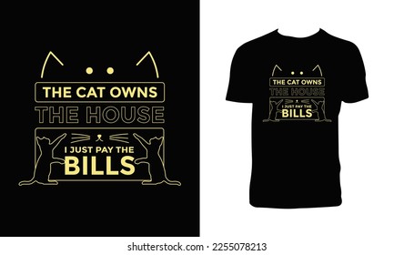 Cut Cat Vector T Shirt Design. 