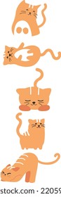 cut cats in various poses. Outline style character design. flat design style minimal vector illustration