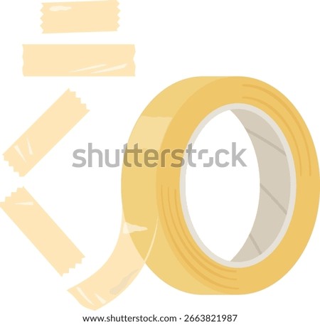 Cut cellophane tape and roll of cellophane tape