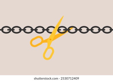 Cut chains and get free. concept of right and freedom