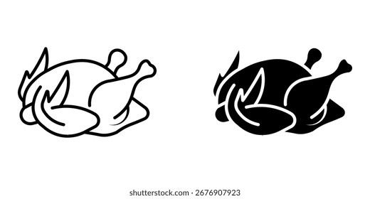  Icono de pollo cortado sobre fondo blanco