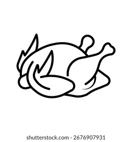  Icono de pollo cortado sobre fondo blanco
