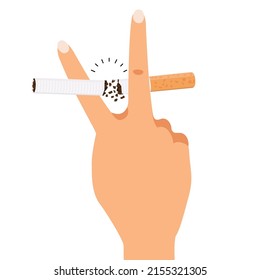 Cut Cigarette butt vector flat sign