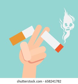 cut a cigarettes,concept for anti smoking,vector illustration.