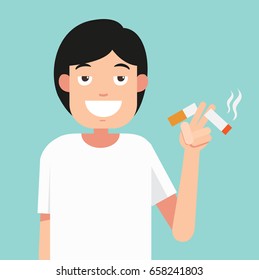 cut a cigarettes,concept for anti smoking,vector illustration.