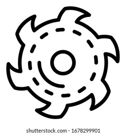 Cut circular disk icon. Outline cut circular disk vector icon for web design isolated on white background