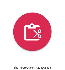 Cut to clipboard flat icon on colorful floating ui action button. 