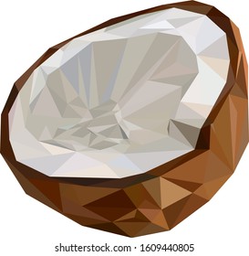 Cut Coconut in Low Poly style