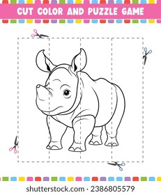 Cut color education worksheet game for kids color activity puzzle for children