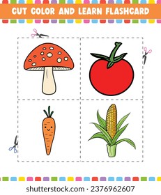 Cut Color And Learn Flashcard Activity coloring book for kids 