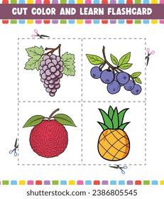 Cut Color And Learn Flashcard Activity coloring book for kids