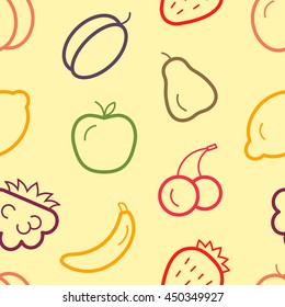 Cut color seamless pattern with sweet fruits