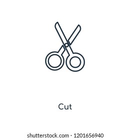 Cut concept line icon. Linear Cut concept outline symbol design. This simple element illustration can be used for web and mobile UI/UX.
