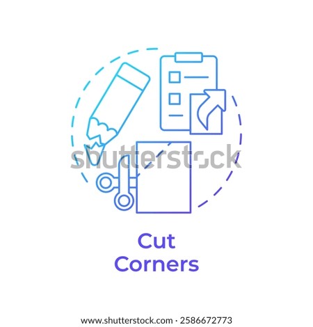 Cut corners blue gradient concept icon. Task management, checklist. Project organization. Round shape line illustration. Abstract idea. Graphic design. Easy to use in infographic, presentation