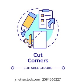 Cut corners multi color concept icon. Task management, checklist. Project organization. Round shape line illustration. Abstract idea. Graphic design. Easy to use in infographic, presentation