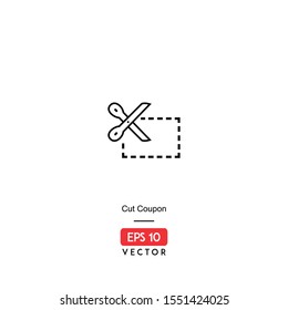 Cut Coupon Icon. Ecommerce Isolated On White Background. With Line Style. Sale Icon. EPS10 - Vector