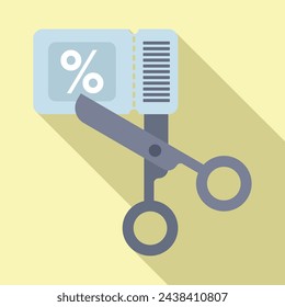 Cut coupon sale icon flat vector. Package promo offer. Calendar special rate