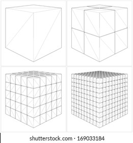 Cut Cube From The Simple To The Complicated Shape Vector 29
